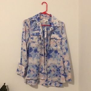 Silky tie-dye topshop button down shirt